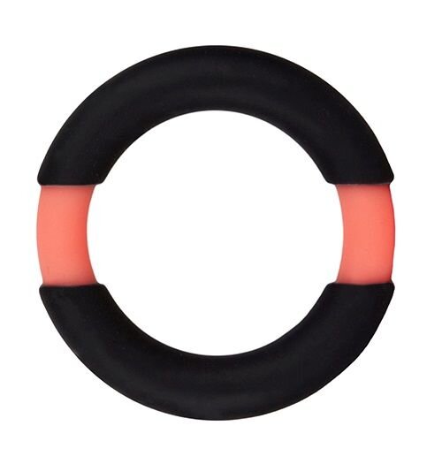Чёрное эрекционное кольцо NEON STIMU RING 32MM BLACK/ORANGE