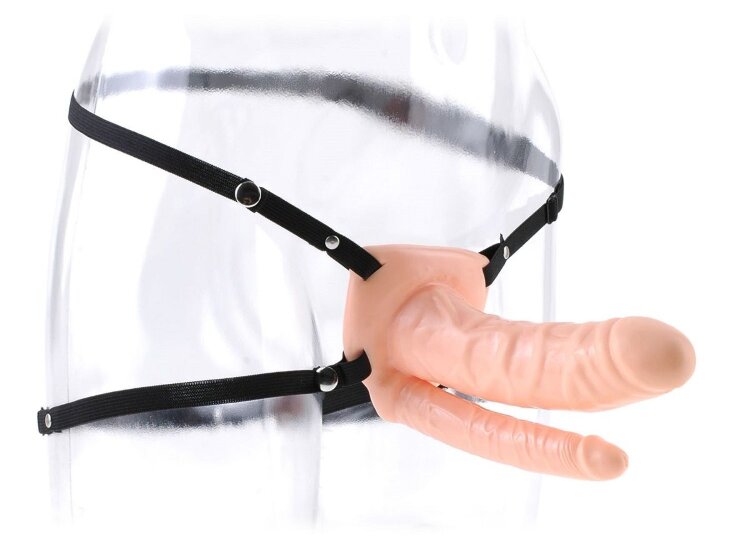 Полый страпон с двумя стволами 6  Double Penetrator Hollow Strap-On - 15 см.