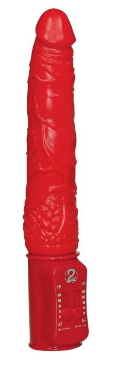 Красный вибратор Red Push с возвратно-поступательными движениями - 19,5 см.