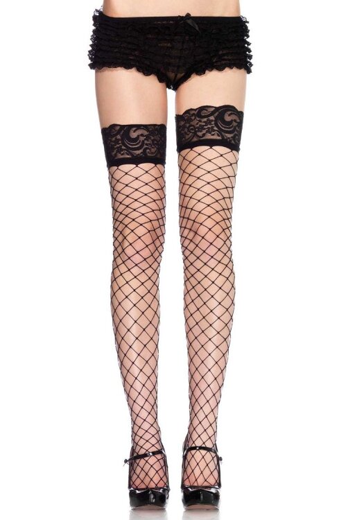 Чулочки в крупную сетку на кружевной резинке Leg Avenue