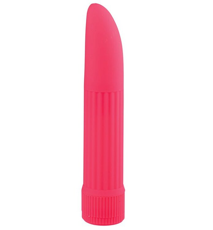 Классический розовый вибратор со скошенным кончиком BASICX MULTISPEED VIBRATOR - 13 см.