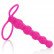 Розовая насадка для двойного проникновения Silicone Love Rider Beaded Dual Penetrator - 14,5 см.