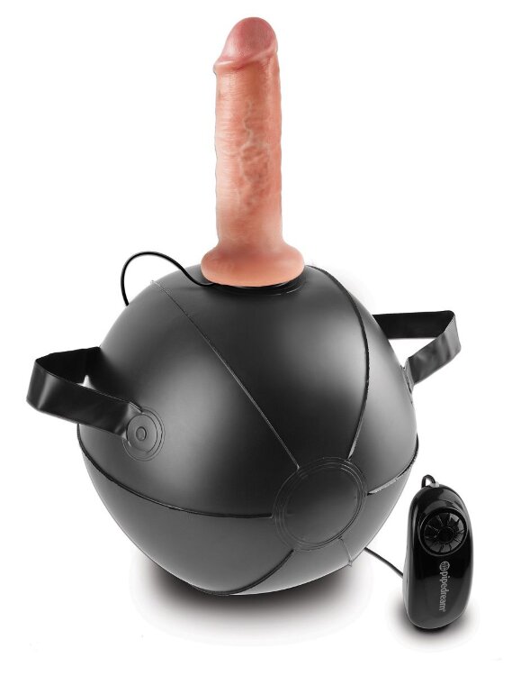 Мини-мяч с фаллической насадкой телесного цвета и вибрацией Vibrating Mini Sex Ball with 6  Dildo - 15,2 см.