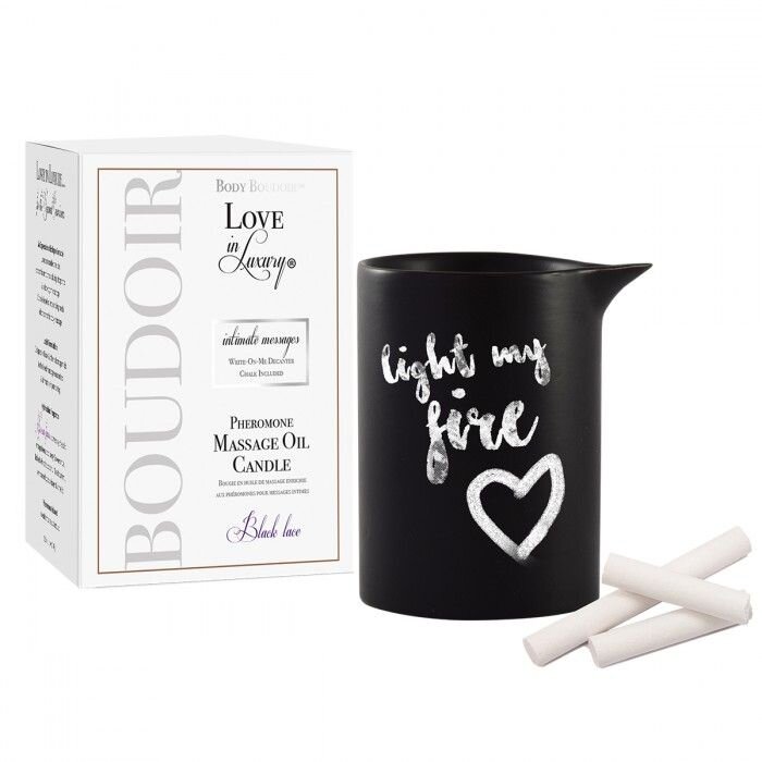 Массажная свеча с феромонами Love In Luxury Seduced Pheromone Soy Massage Candle Black Lace - 154 мл.
