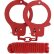 Красные наручники из листового металла в комплекте с веревкой BONDX METAL CUFFS LOVE ROPE SET
