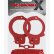 Красные наручники из листового металла в комплекте с веревкой BONDX METAL CUFFS LOVE ROPE SET