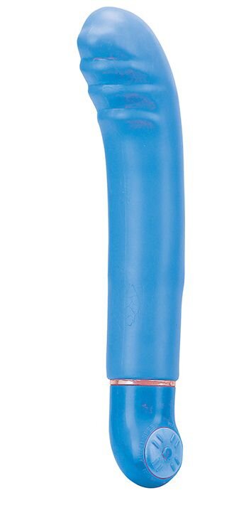 Синий вибратор с ребристой головкой PURE 8 G-SPOT BLUE - 20 см.