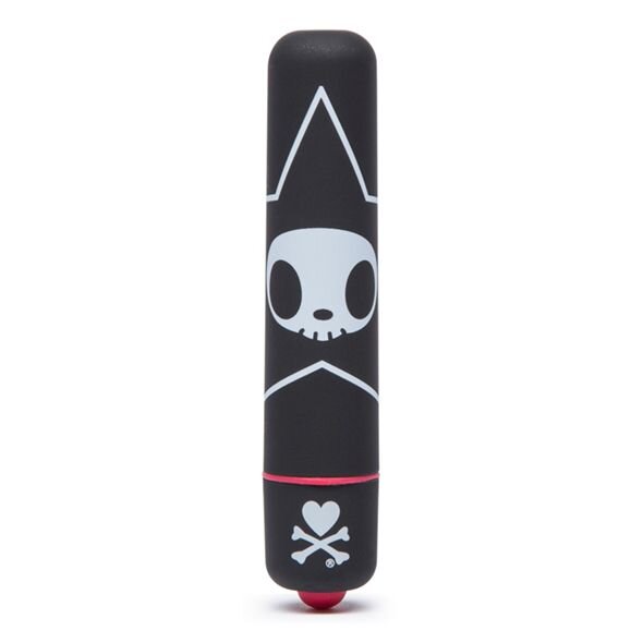 Чёрная вибропуля с черепушкой MINI BULLET VIBRATOR STAR