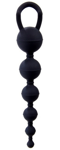 Чёрная анальная цепочка  Six Balls  Chain - 18,5 см.