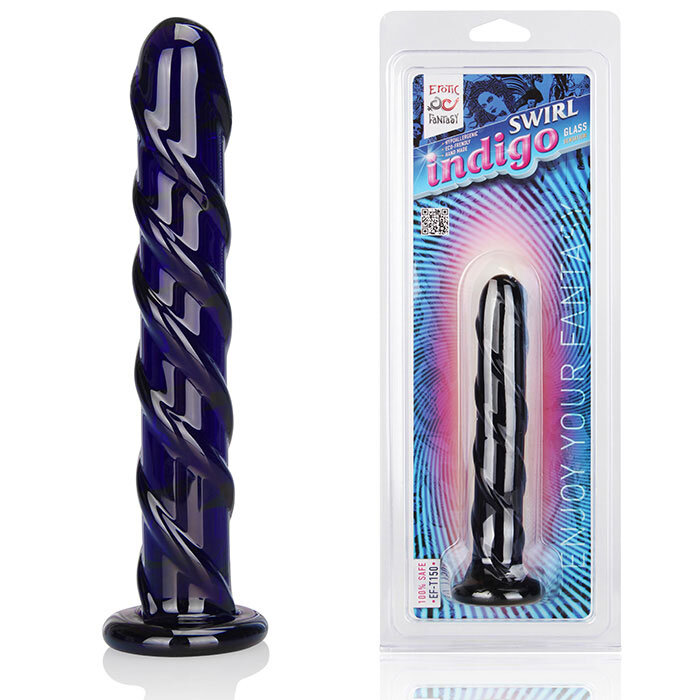 Фаллоимитатор цвета индиго Swirl Indigo - 17 см.