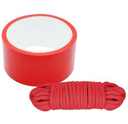 Набор для фиксации BONDX BONDAGE RIBBON   LOVE ROPE: красная лента и веревка
