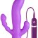 Фиолетовый вибратор с двумя дополнительными отростками PURRFECT SILICONE 3WAYS VIBRATOR 6.5INCH - 17 см.
