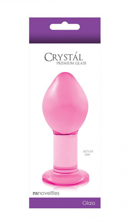 Большая розовая стеклянная анальная пробка CRYSTAL PLUG - 10 см.