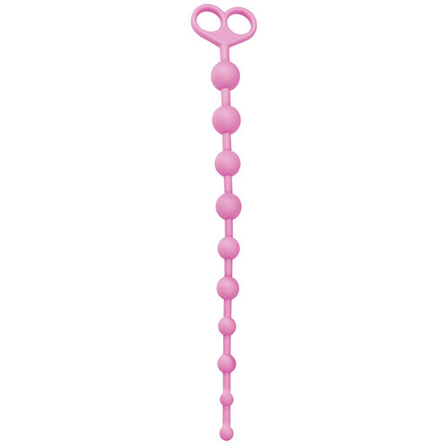 Розовая анальная цепочка из 10 звеньев ANAL JUGGLING BALL SILICONE - 33,6 см.