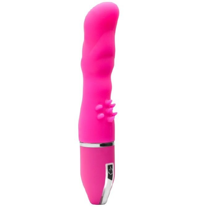 Розовый вибратор PURRFECT SILICONE DELUXE VIBE с шипиками в основании - 15 см.