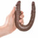 Коричневый двусторонний фаллоимитатор U-Shaped Small Double Trouble - 33,5 см.